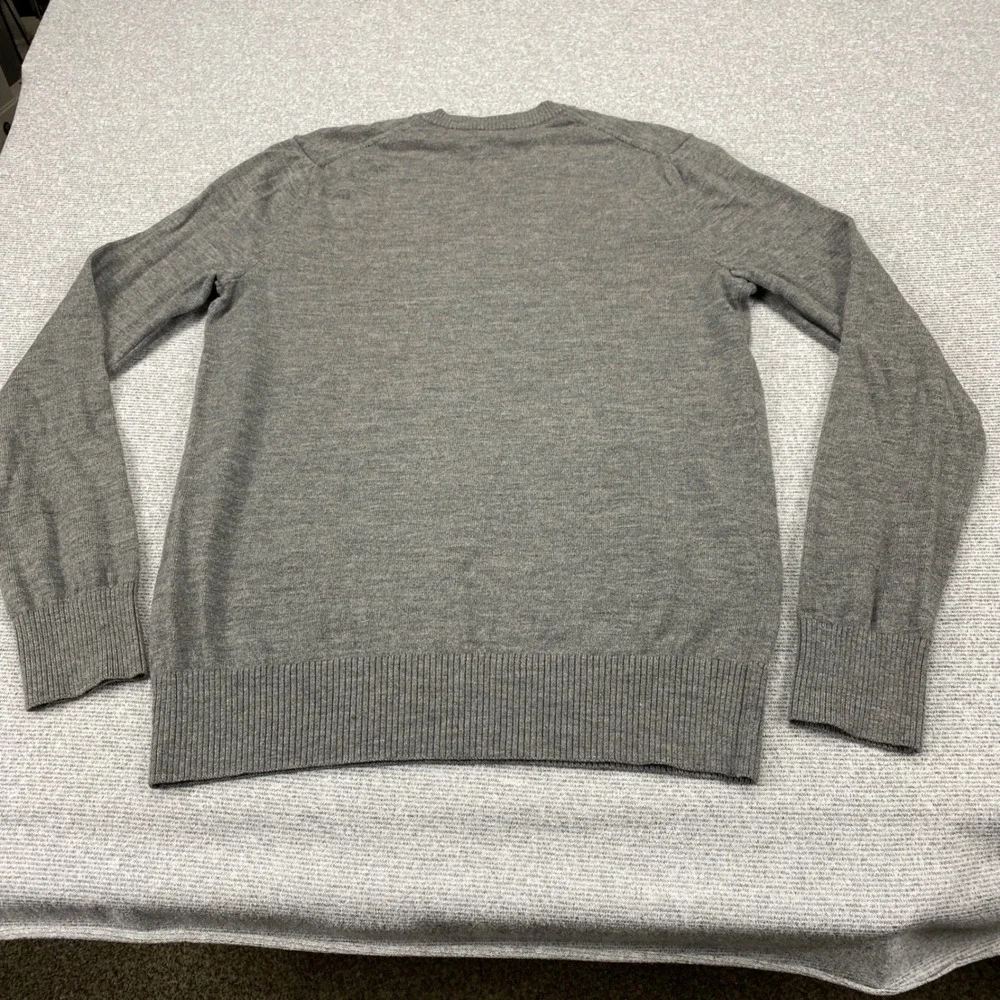Banana Republic‎ Mens Extra Fine Merino Wool V-Neck Sweater Gray Medium